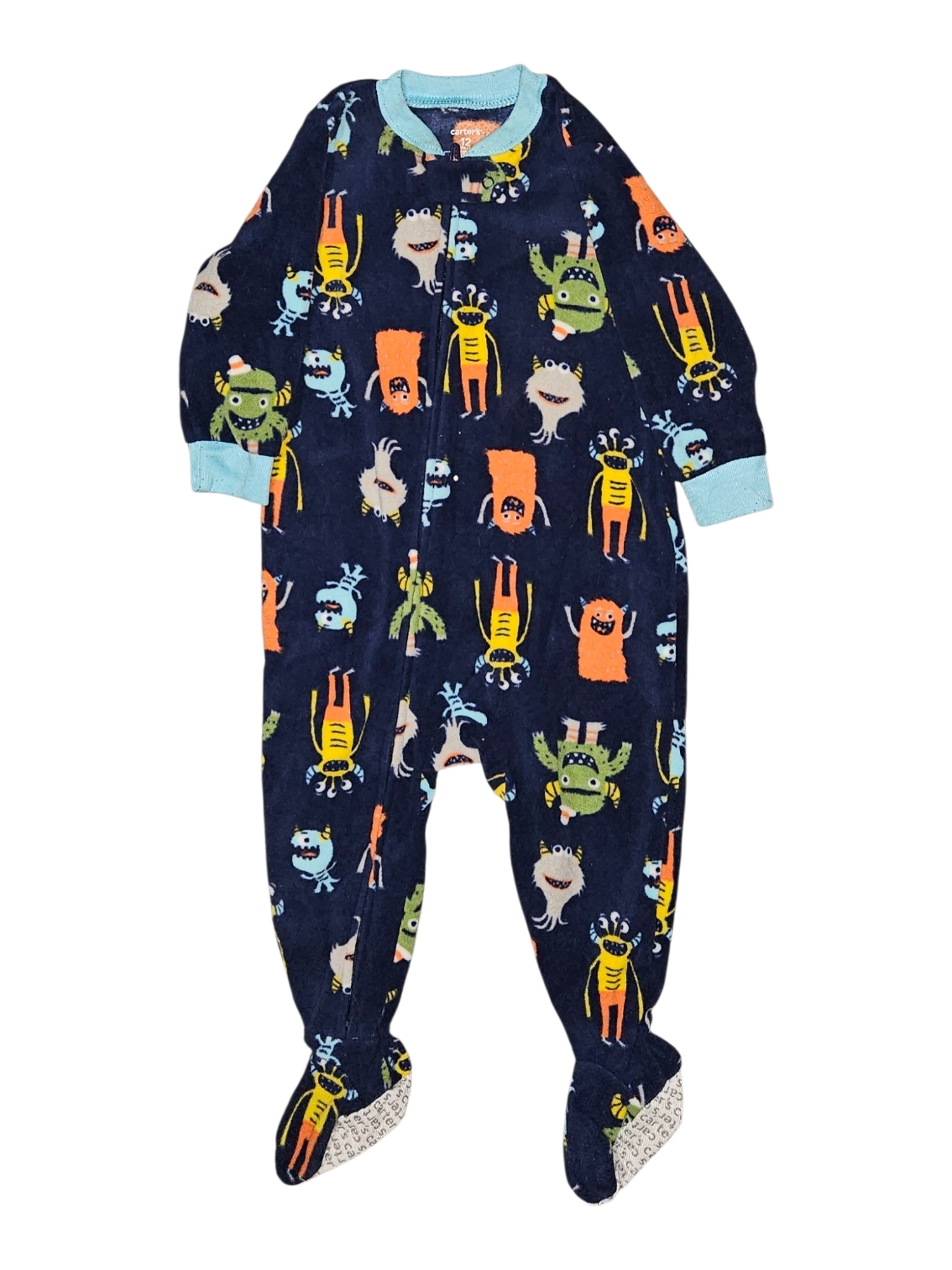 Carter's Navy Monster Footed One-Piece With Bright Accents